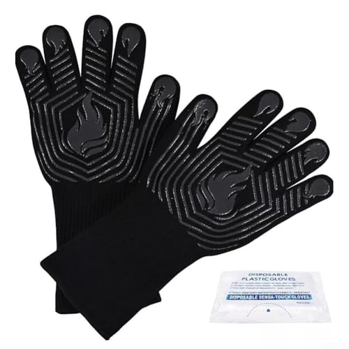 Grillhandschuhe mit einzigartigem Design für sicheren Umgang mit heißen Speisen und einfache Wartung (schwarz) von Feeshoppher