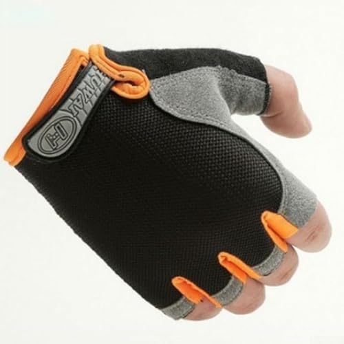 Halbfinger-Handschuhe für Sommer-Radfahren, bequem und stoßdämpfend für Outdoor-Aktivitäten (XL Schwarz Orange) von Feeshoppher