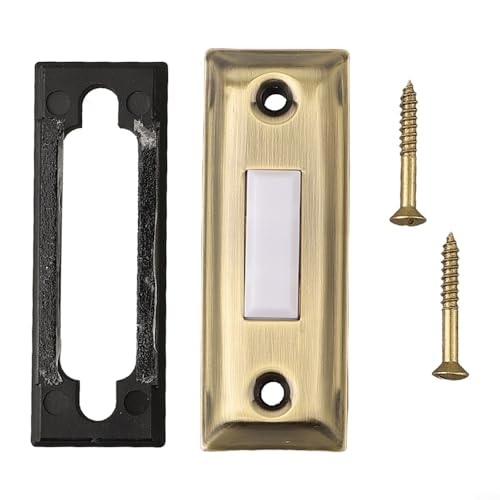 Klassisches rechteckiges Design, beleuchtete Türklingel aus stabilem Metall mit schönem antikem Messing-Finish von Feeshoppher