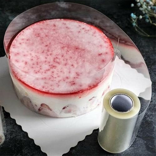 Kuchenfolie aus Acetat für die Küche, 1 Rolle, transparent, perfekt für Kuchendekoration (12 cm x 10 m) von Feeshoppher