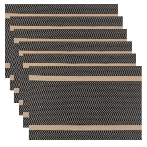 Leicht zu reinigende PVC-Platzsets, hitzebeständiges Design für den täglichen Gebrauch auf Ihrem Esstisch (braun) von Feeshoppher