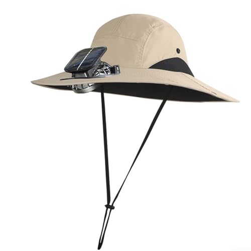 Leichter Solar-Fächerhut für bequemes Tragen im Freien, schützen Sie sich vor UV-Strahlen (Khaki) von Feeshoppher