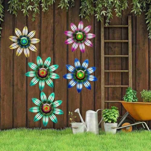 Metall-Blumen-Wandkunst, auffällig, hängende Dekoration für Gärten und Terrassen (gelb) von Feeshoppher