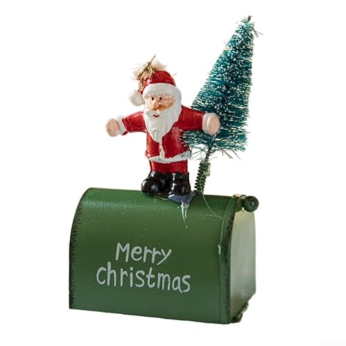 Mini-Briefkasten-Weihnachtsbaumschmuck, Weihnachtsmann, Schneemann und Hirsch, Designs für festliche Feiertagsdekoration (alter Mann) von Feeshoppher