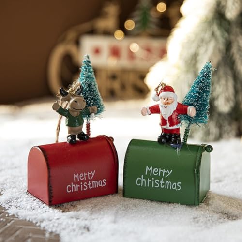 Mini-Briefkasten-Weihnachtsbaumschmuck, Weihnachtsmann, Schneemann und Hirsch, Designs für festliche Weihnachtsdekoration (Schneemann) von Feeshoppher