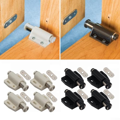 Praktische 4 magnetische Schnappverschlüsse zum Öffnen für einfache Bedienung von Kleiderschrank- und Badezimmertüren (schwarz) von Feeshoppher