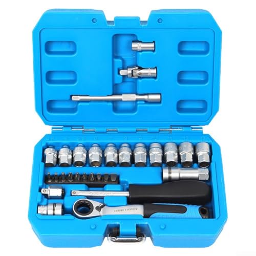 Ratschensteckschlüssel-Set, 29-teilig, Auto-Reparatur-Werkzeug-Set mit Ratschen-Steckschlüssel-Drehmomentschlüssel, Chrom-Vanadium-Stahl, Ratschengriff für Zuhause, Auto und Maschinenwartung Ratschensteckschlüssel-Set, 29-teilig, Auto-Reparatur-Werkzeug-Set mit Ratschen-Steckschlüssel-Drehmomentschlüssel, Chrom-Vanadium-Stahl, Ratschengriff für Zuhause, Auto und Maschinenwartung von Feeshoppher