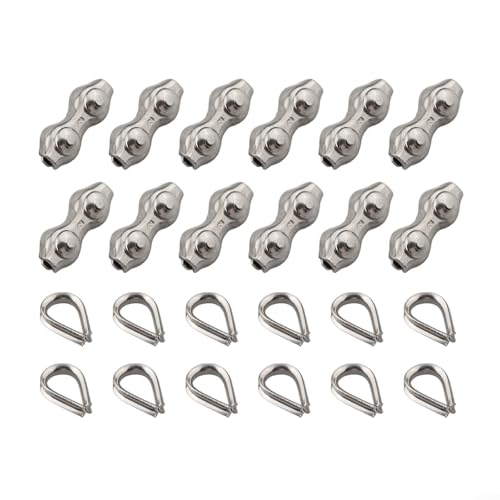 Robustes 12-teiliges Duplex-Klemmen- und Drahtseil-Fingerhut-Set, widerstandsfähiger 304 Edelstahl für lange Lebensdauer Robustes 12-teiliges Duplex-Klemmen- und Drahtseil-Fingerhut-Set, widerstandsfähiger 304 Edelstahl für lange Lebensdauer von Feeshoppher