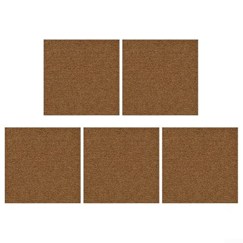 Rutschfeste Teppichfliesen in einer praktischen Größe von 30 x 30 cm, perfekt für stark frequentierte Bereiche in Wohnungen oder Büros (Dunkelbraun) von Feeshoppher