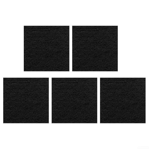 Rutschfeste Teppichfliesen in einer praktischen Größe von 30 x 30 cm, perfekt für stark frequentierte Bereiche in Wohnungen oder Büros (Schwarz) von Feeshoppher