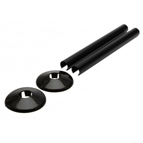 Schlanke und stilvolle Heizkörperrohr-Abdeckhülsen, 2 Stück, für Standard-Rohre (15 mm) (schwarz) von Feeshoppher
