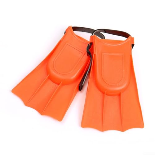 Schwimmflossen für Kinder mit verstellbarem Riemen und stabilem PVC-Material zur Verbesserung der Schwimmeffizienz und rutschfesten Komfort (Orange) von Feeshoppher
