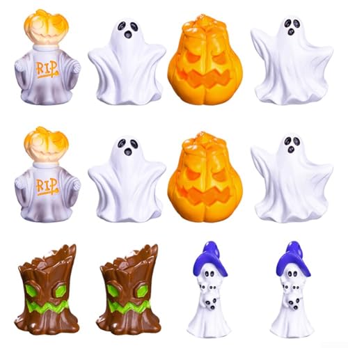 Set mit 12 Mini-Halloween-Figuren aus Kunstharz, um Ihre Urlaubsdekoration im Innen- und Außenbereich zu verschönern von Feeshoppher
