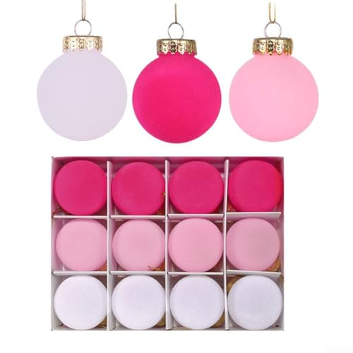 Set mit 12 Samt-Weihnachtsbaumkugeln, leichte Ornamente für Urlaubsdekoration und Partydekorationen (C) von Feeshoppher