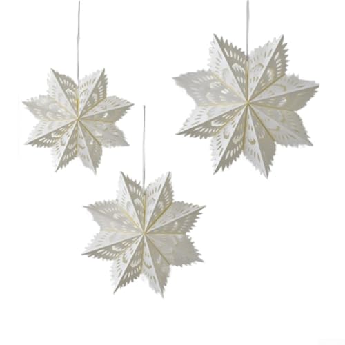 Set mit 3 Papier-Schneeflocken-Ornamenten für DIY-Dekoration mit verschiedenen Punktmustern für saisonale Displays (D) von Feeshoppher