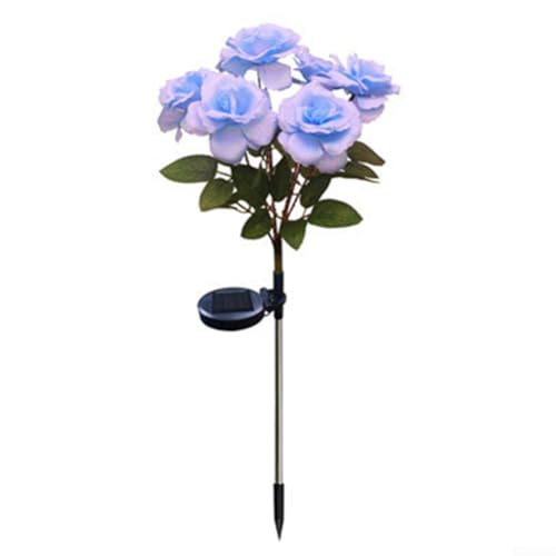Solarbetriebene Rosen-Gartenleuchten mit 7 Köpfen, atemberaubende Atmosphäre Beleuchtung für Außenbereiche (blau) von Feeshoppher