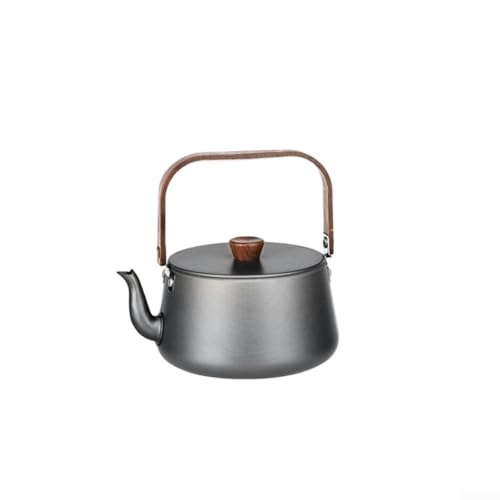 Tragbarer Camping-Wasserkocher, 1,2 l, Edelstahl, Kaffee- und Tee-Kanne mit faltbarem Griff, schnelles Aufheizen, Kochtopf für Wandern, Camping, Familiengruppen (grau) von Feeshoppher