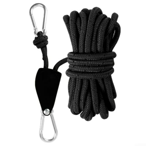 Verstellbares 5 m Seilzugsystem für Zelte, Umhängeband mit rutschfestem Design für sicheren Einsatz im Freien und Camping (schwarz) von Feeshoppher