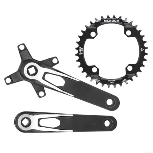 Vierkant-Kurbelgarnitur, 170 mm mit 104BCD Kettenblatt, 32T, 34T, 36T, 38T, Aluminiumlegierung, mit schmaler breiter Zahnung für Kettensicherheit (Kurbel 34T) von Feeshoppher
