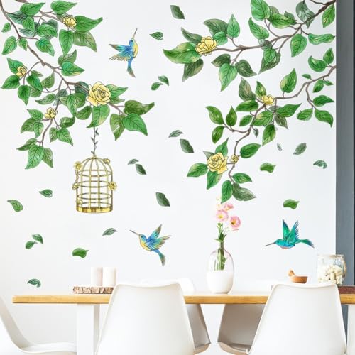 Vogelblatt-Blumen-Aufkleber für Heimdekoration, PVC, abnehmbare Wandkunst für glatte Wände von Feeshoppher