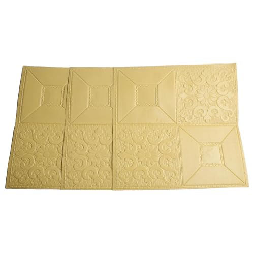 X10 Weichschaum-3D-Ziegelstein-Wandpaneele zum Abziehen und Dekorieren für Küche, Schlafzimmer und Wohnräume, kinderfreundliches Design (gelb) von Feeshoppher