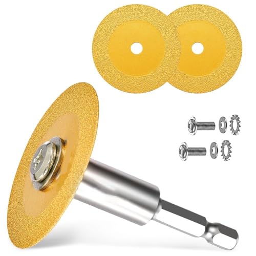 Feeuid 1/4 Zoll Sechskantschaft mit 2 Diamantstücken für PVC-Rohrschneider, Mini-Trennscheibe zum Schneiden von Glas, A von Feeuid