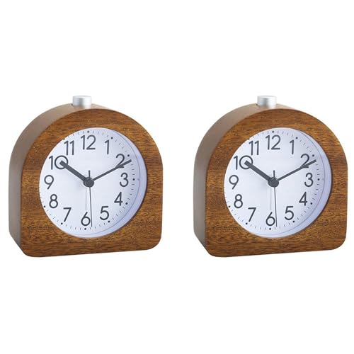 Feeuid 2 x Ticken Retro mit leuchtendem Zifferblatt leise Tischuhr mit Schlummerfunktion A von Feeuid