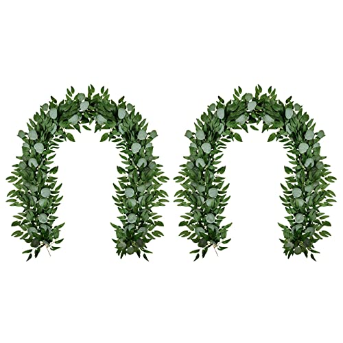 Feeuid 2X KüNstlicher Eukalyptus und Weiden Reben Faux Garland Ivy für Hochzeits Hintergrund Arch Wand Tisch Läufer Rebe Feeuid 2X KüNstlicher Eukalyptus und Weiden Reben Faux Garland Ivy für Hochzeits Hintergrund Arch Wand Tisch Läufer Rebe von Feeuid