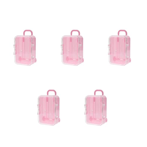 Feeuid 5X Rosa Mini Roller Candy Box Hochzeit Candy Box Gepäck Trolley Candy Box Spielzeug Kleine Aufbewahrungsbox von Feeuid