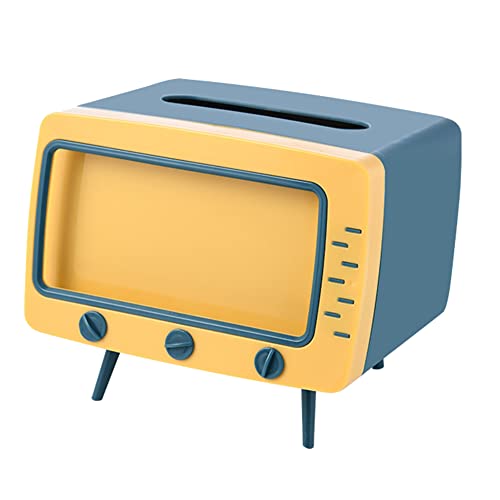 Feeuid Kreative TV Taschentuchbox Home Küche Taschentücher Aufbewahrungsbox Wohnzimmer Schublade Multifunktionaler Handyhalter Blau von Feeuid