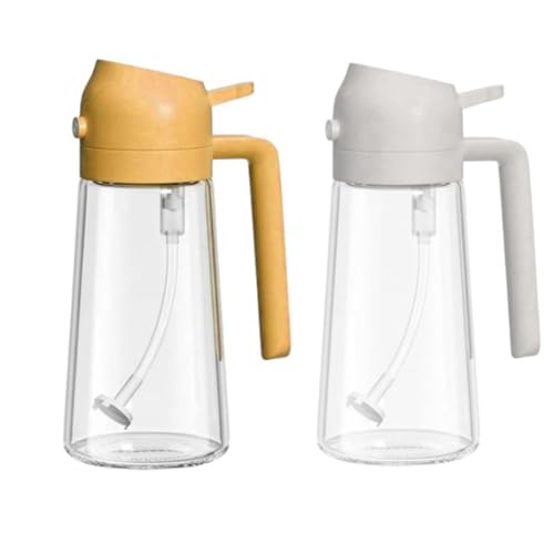 Feeuid Ölspender und Ölsprüher 2 in 1, ca. 16 Unzen Glasölspender Flasche für Küche Langlebig (2 Stück) Orange und von Feeuid