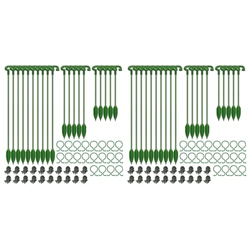 Feeuid Packung mit 40 Blumenstäbchen (3 Größen), 40 Pflanzenhalterclips und 40 Orchideenclips von Feeuid