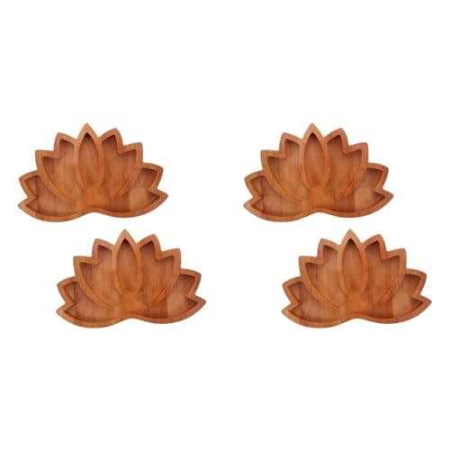 Feeuid Tablett mit Schmucköl im Retro-Stil aus Holz in Form von 4 Stück von Feeuid