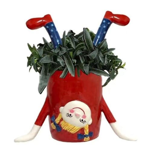 Feeuid Umgedrehter Blumentopf in Form Eines Mädchens, Blumentopf für Drinnen und Draußen, Sukkulenten-Pflanzbehälter, für Zuhause, Balkon, Garten, Dress Up, Rot Feeuid Umgedrehter Blumentopf in Form Eines Mädchens, Blumentopf für Drinnen und Draußen, Sukkulenten-Pflanzbehälter, für Zuhause, Balkon, Garten, Dress Up, Rot von Feeuid