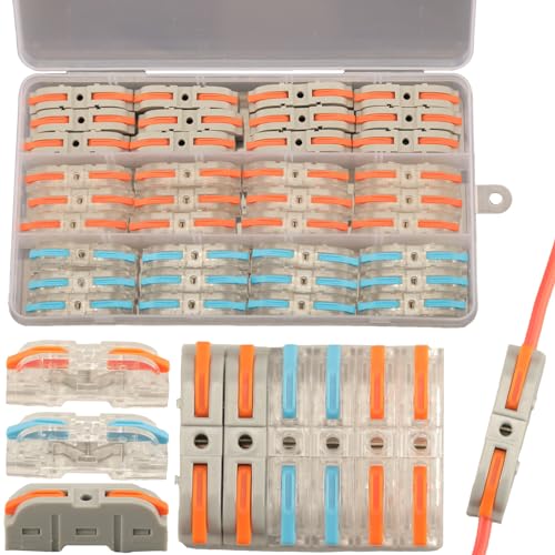 36pcs Verbindungsklemmen mit Hebel Set, 1-zu-1-Inline-Steckklemmen Set Sortiment Kabel Verbinderklemmen Kfz, Elektrische Anschlussblöcke Klemmen Set Kompakt Klemmen Leiter Klemmen Spleißverbinder von Feggizuli