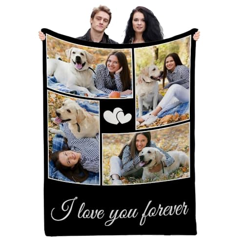 Fegiuly Flanell-Fotodecke, personalisierte Überwurfdecke mit Bildern, Geschenkidee für Mutter, Vater, Ehefrau, Ehemann, Weihnachten, Valentinstag, Geburtstag (76,2 x 127,7 cm) von Fegiuly