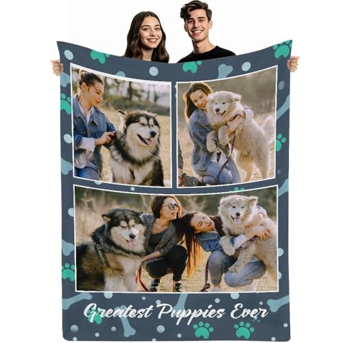 Fegiuly Haustier-Gedenkgeschenke, personalisierte Decke, individuelles Haustier-Foto-Überwurfdecke mit Namen, Haustiergeschenk, Erinnerungsdecke für Hunde- und Katzenliebhaber (127,7 x 177,8 cm) von Fegiuly