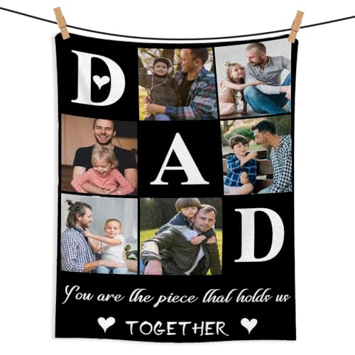 Fegiuly Personalisierte Vatertags-Decke, individuelle Decke mit Foto, personalisierte Foto-Decken, personalisierte Geschenke für Vater, Geburtstag, Weihnachten (127,7 x 152,4 cm) von Fegiuly