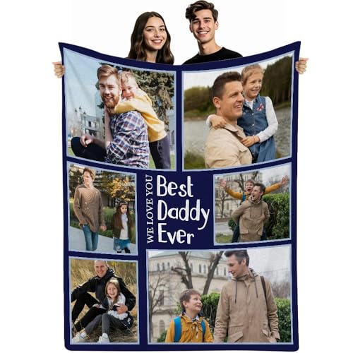 Fegiuly Personalisierte Vatertagsgeschenke für Vater von Tochter und Sohn, Geschenke für Vater, Weihnachten, Geburtstag, individuelle Decken mit Fototext (101,6 x 127,7 cm) von Fegiuly