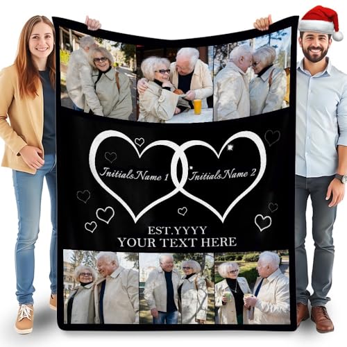 Personalisierte Fotodecke, personalisierte Überwurfdecke mit Text, Geschenke für Paare, Familie, Mutter, Vater, Jahrestag, Geburtstag, Weihnachten, Valentinstag (76,2 x 127,7 cm) von Fegiuly