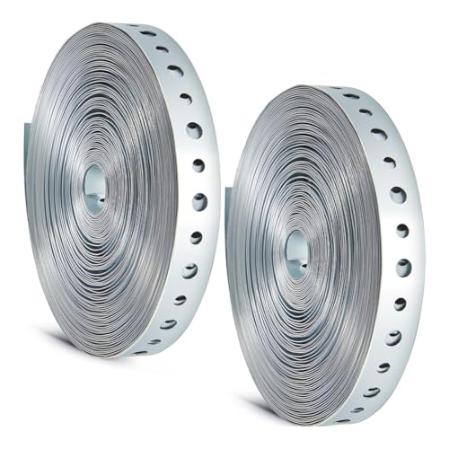 Fegtrtyoa 2 Rollen Verzinktes Metallrohrgurt mit Loch Flexible Trimmen zum Rohrträger Hängen Hängen von Fegtrtyoa