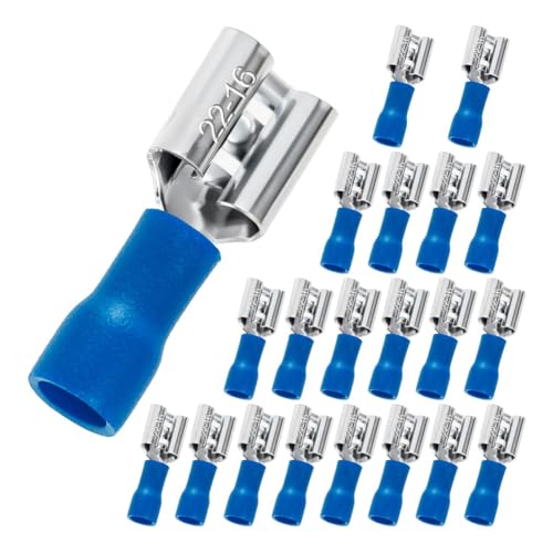 Fegtrtyoa 20 1/4" Weibliche Flachsteckhülsen Isolierte Kabelschuh-Steckverbinder-Set Weibliche Elektrische Crimp-Klemmen, 22-16 AWG von Fegtrtyoa