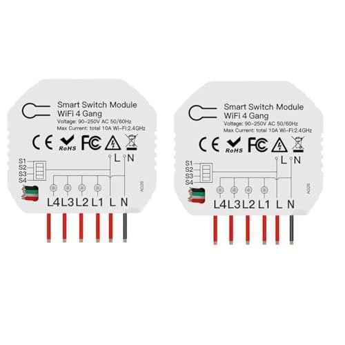 Fegtrtyoa 2pcs Smart WiFi 4 -Wege -Schaltermodul Tuya Light Control Switch Remote App Dimmer Vorhangschalter Fegtrtyoa 2pcs Smart WiFi 4 -Wege -Schaltermodul Tuya Light Control Switch Remote App Dimmer Vorhangschalter von Fegtrtyoa
