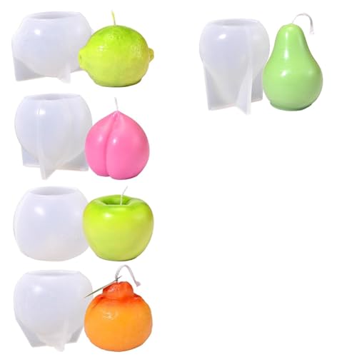 Fegtrtyoa 5-Teiliges Obst-Kerzenformen-Set, 3D-Silikonformen mit Apfel-, Birnen-, Orangen-, Zitronen- und Pfirsichmotiven Zur Kerzenherstellung, DIY-Kerzenseife Fegtrtyoa 5-Teiliges Obst-Kerzenformen-Set, 3D-Silikonformen mit Apfel-, Birnen-, Orangen-, Zitronen- und Pfirsichmotiven Zur Kerzenherstellung, DIY-Kerzenseife von Fegtrtyoa
