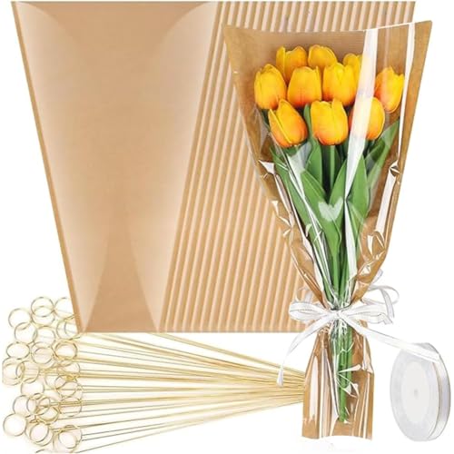 Fegtrtyoa 50 PCS Blütenbeutel für Blumensträuße mit 50 Stcs Blumenpickelkartenhalter und Bänder Blumenstraußpapier für Fegtrtyoa 50 PCS Blütenbeutel für Blumensträuße mit 50 Stcs Blumenpickelkartenhalter und Bänder Blumenstraußpapier für von Fegtrtyoa