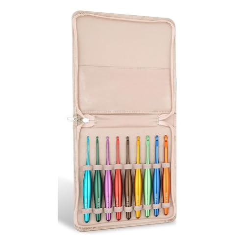 Fegtrtyoa 9pcs Handpolierte Aluminiumhäkchen-Haken, Ergonomisches Design, Stromlinienhäkchen-Nadeln 3,5 Mm-8mm von Fegtrtyoa