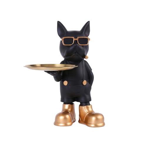 Fegtrtyoa Bulldog-Statuen-Schreibtischablage - Vielseitige Home-Desktop-Ablage Zur Schreibtischdekoration Cowboy French Bulldog (Schwarz) von Fegtrtyoa
