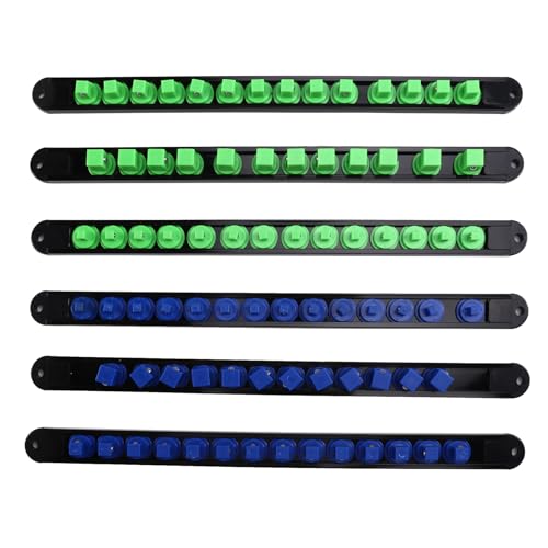 Fegtrtyoa Complete 6PCS ABS Steckdosensammler mit Schienen für 1/2", 3/8" und 1/4" Antriebsclips, Robustes Design von Fegtrtyoa