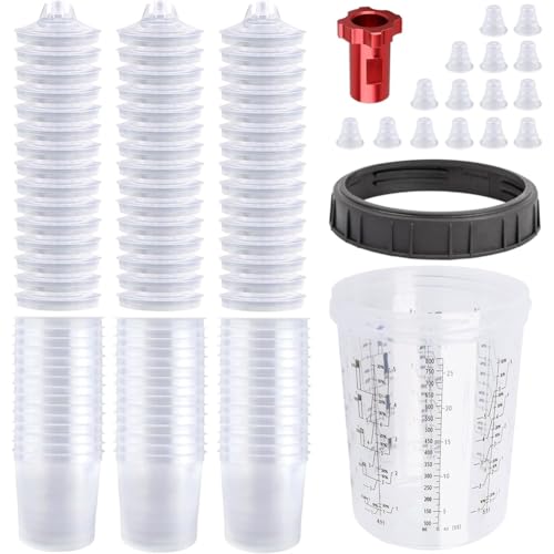 Fegtrtyoa Farbbecher, HVLP -Farbmischbecher 27 Unze (800 Ml) Kit mit 45 Tassen mit Halterring von Fegtrtyoa