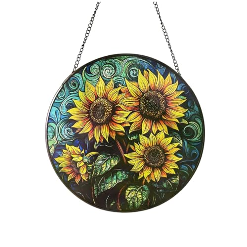 Fegtrtyoa Handgefertigte Sonnenblumenhängung mit Sonnencatcher Lebendig Buntglas für Fensterdekoration für Hausgarten Ornamente 20 cm Fegtrtyoa Handgefertigte Sonnenblumenhängung mit Sonnencatcher Lebendig Buntglas für Fensterdekoration für Hausgarten Ornamente 20 cm von Fegtrtyoa